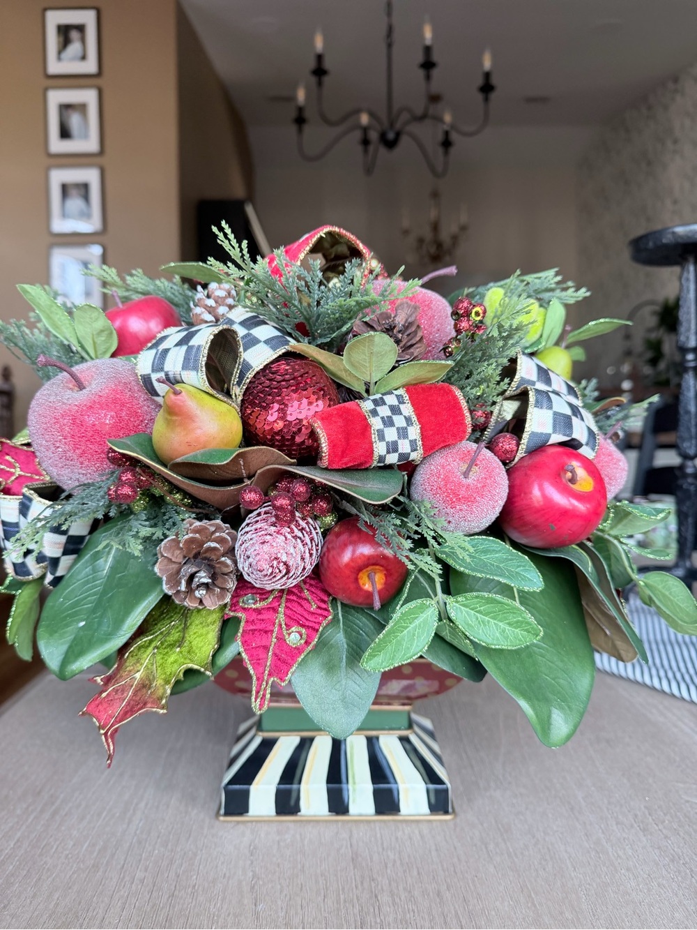 MacKenzie-Childs Red, Green & Black Holiday Fruit Centerpiece
